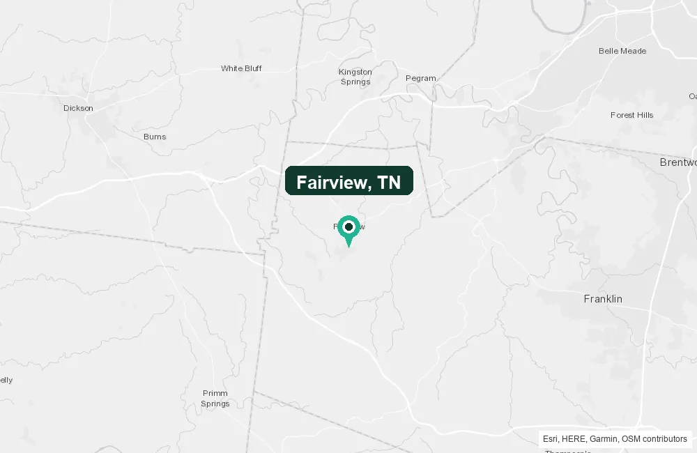 Map of Fairview, Tennessee and the surrounding Williamson County area service area